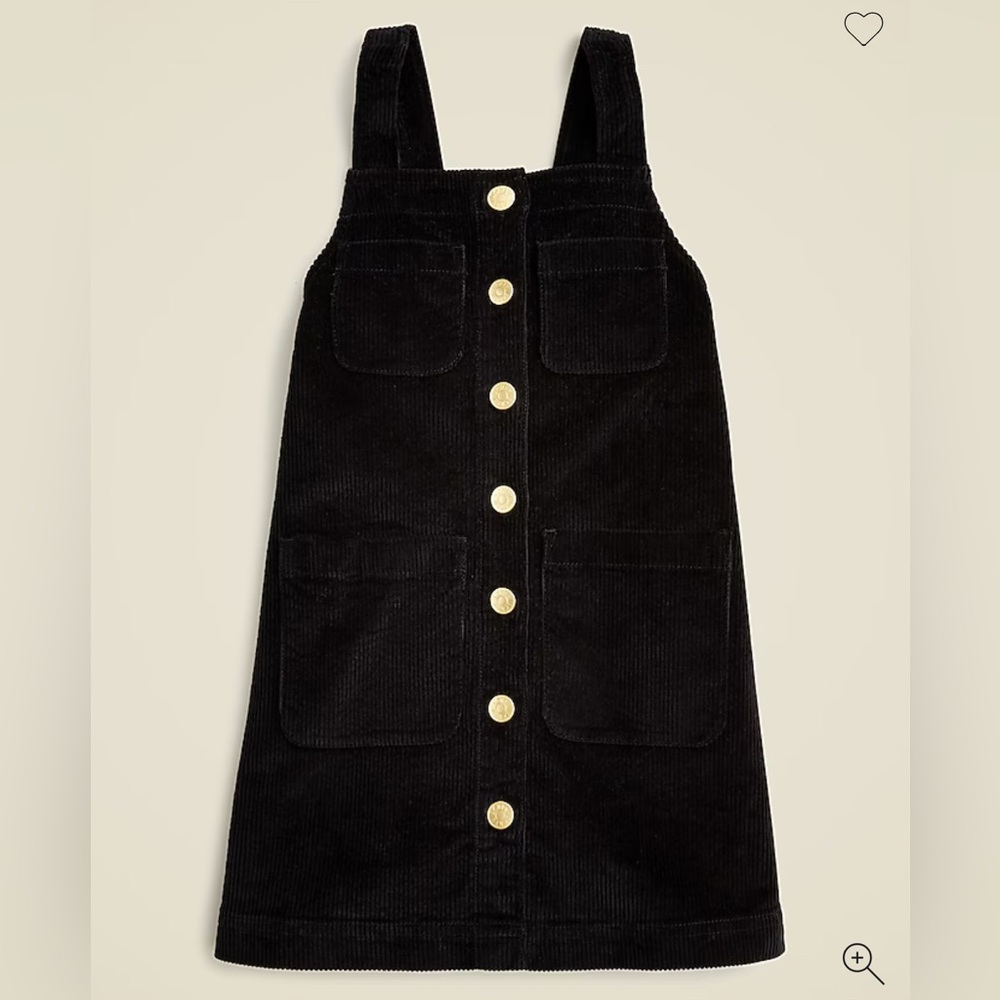 Crewcuts Black Corduroy Button-Front Pinafore Dress with Gold Buttons
